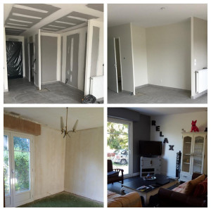 Photo de galerie - Réalisation des peintures intérieures sur supports neufs ou rénovation  :
- Ratissage et/ou réparation des surfaces ouvragées
-Pose de toile de verre
-Pose de papier peint
-Mise en peinture 
