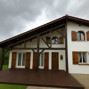 Photo de galerie - Voici la réalisation d’une rénovation complète d’une ferme en bois et assortie avec sa terrasse en bois