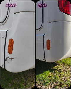Photo de galerie - Réparation pare choc en fibre d'un camping car
