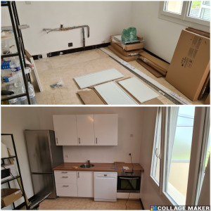 Photo de galerie - Avant/Après montage d'une cuisine