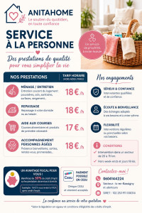 Photo de galerie - Service à la personne 
ménage 
repassage 
aide aux courses 
accompagnement personnes âgées 