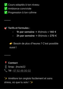 Photo de galerie - Tarifs 