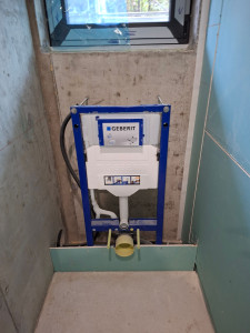 Photo de galerie - Installation bâti support WC suspondu 