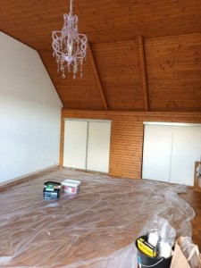 Photo de galerie - Travaux peinture sur lambris et mur : avant