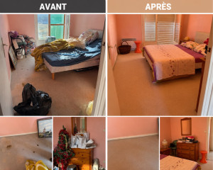 Photo de galerie - Ménage intégral d’une chambre à coucher encrassé et encombré 