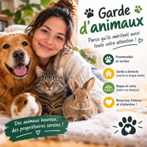 Photo de galerie -  Passionnée par les animaux et moi-même propriétaire d’un chat, je prendrai soin de votre compagnon avec douceur, attention et beaucoup d’affection. Promenades, jeux, câlins et soins selon ses besoins Votre animal sera entre de bonnes mains !