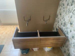 Photo de galerie - Pose meuble vasque miroir 