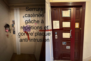 Photo de galerie - Serrure carénée gâche à répétition et cornière anti effraction sur double vantaux