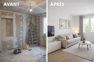 Photo de galerie - Transformation complète – Placo et peinture