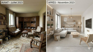 Photo de galerie - Rénovation salon complet avec remplacement fenêtre et déplacement de l'ouverture ( porte ) 