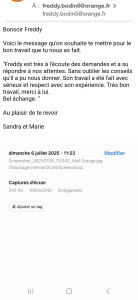 Photo de galerie - Mail reçu de clientes