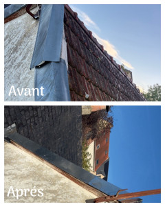 Photo de galerie - Réalisation d’une rive en zinc, conforme à l’existant et assurant l’étanchéité en bordure de toiture.