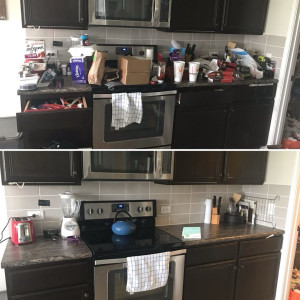 Photo de galerie - Ménage approfondi de la cuisine avec désencombrement, nettoyage et désinfection des surfaces, pour un rendu propre et ordonné.