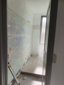 Photo de galerie - Rénovation d'une salle d'eau dépose de l'ancienne faiance .  avancement sur une autre photo