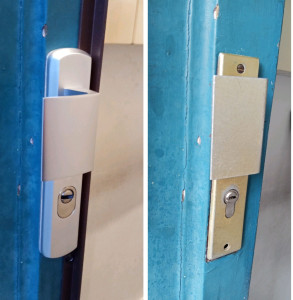 Photo de galerie - Pose d'une poignée blindée avec des cornières anti-effraction 