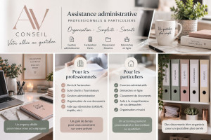 Photo de galerie - AV Conseil – Assistance administrative
J’accompagne les professionnels et les particuliers dans leur gestion administrative : facturation, devis, classement et organisation de dossiers, suivi administratif et démarches en ligne.
