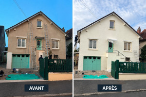 Photo de galerie - Mise en peinture d’un pignon en enduit projeté