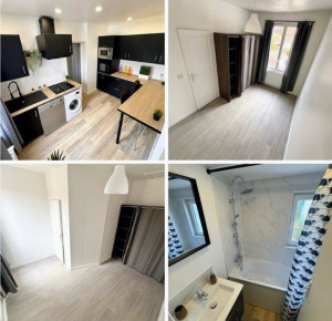 Photo de galerie - Rénovation complète du pavillon cuisine salle de bain peinture ouverture salle cuisine enduit peinture sol