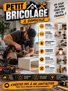 Photo de galerie - ✅ Montage de meubles

✅ Fixation d'étagères

✅ Petites réparations

✅ Remplacement de joints

✅ Changement d'ampoules

✅ Divers petits travaux