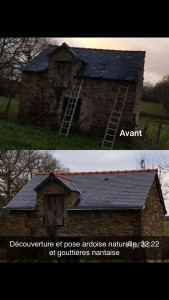 Photo de galerie - Découverture , couverture en ardoise naturelle, pose de gouttière nantaise, zingue