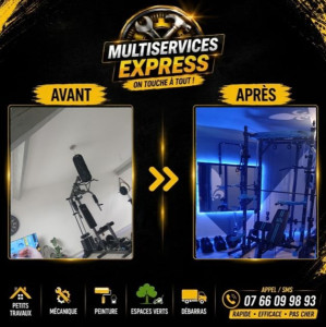 Photo de galerie -  Transformation d’une petite salle de sport 

Avant / Après réalisé avec soin pour remettre l’espace au propre et lui redonner un vrai coup de neuf.

Un projet sur mesure selon les besoins du client.