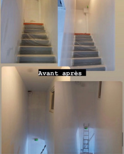 Photo de galerie - Rénovation montée d’escaliers ——> reprises des imperfections - mise en peinture 