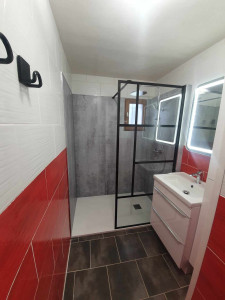 Photo de galerie - Réalisation d'une douche, remplacement meuble vasque.