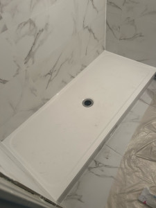 Photo de galerie - Pose  de carrelage faïence mur et sol  ainsi que pose de Placo hydrofuge 