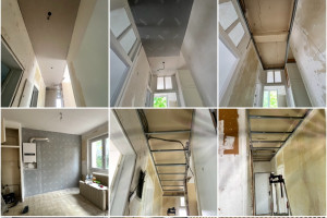 Photo de galerie - Rabaissement du plafond; pose placot sur montant et rails 