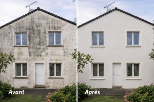 Photo de galerie - Ravalement de façade
Nettoyage en profondeur, élimination des traces noires et mousses, puis remise à neuf de la façade pour un aspect propre et soigné.
Résultat visible immédiatement.
