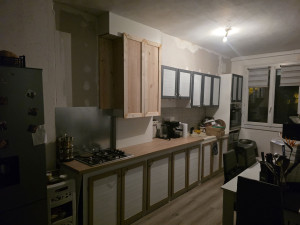 Photo de galerie - Dépose du plan travail et pose du nouveaux plus fabrication sur mesure placard chaudière et creation coffrage au dessus des placard en placo 