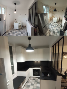 Photo de galerie - ? Cuisine entièrement rénovée, avec traitement des remontées capillaires d’humidité. Malgré de nombreuses complications, ce fut un réel plaisir de constater le résultat final