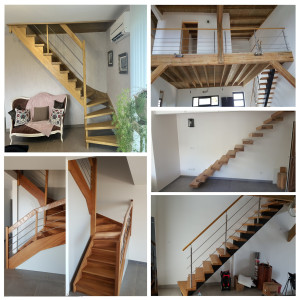 Photo de galerie - Pose de différents escaliers montés en atelier. 