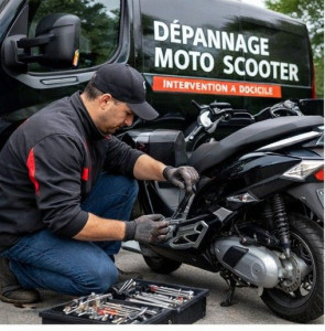 Photo de galerie - Dépannage scooter à domicile : diagnostic et réparation directement sur place avec équipement professionnel. Intervention rapide et efficace.