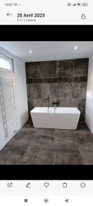 Photo de galerie - Création complete salle de bain, sole Mur et douche a l'italienne 