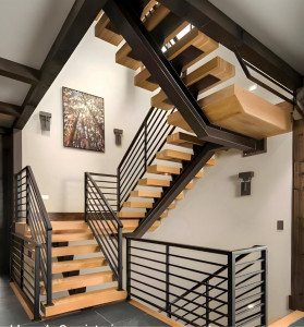 Photo de galerie - Chantier escalier bois métal 