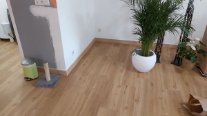 Photo de galerie - Pose de 20m2 de parquet flottant et sur plinthes 