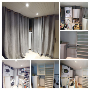 Photo de galerie - Création d'un espace rangement dans une buanderie.
