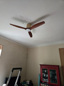 Photo de galerie - APRÈS-Pose de plafonnier ventilateur à 3,40 mètres de hauteur 