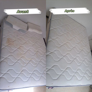 Photo de galerie - Traitement anti acarien ou assainissant; Nettoyage doux ou Solution contre les tâches tels que : transpiration, sang, sucrée, salé, urine/vomis, terre/boue, tâches anciennes, lait ...
je m'adapte à vos besoins. 
