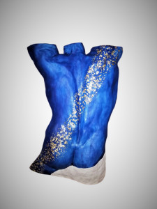 Photo de galerie - Buste masculin en terre cuite patine bleue