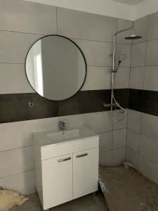 Photo de galerie - Montage meuble et mirroir + raccordement ES + colonne de douche 