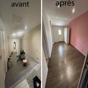 Photo de galerie - Changement complet des couleurs : préparation, reprise des supports et application d’une nouvelle harmonie pour un résultat propre et lumineux.