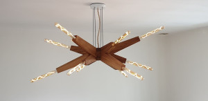 Photo de galerie - Lustre bois de chêne ( fabrication artisanale )