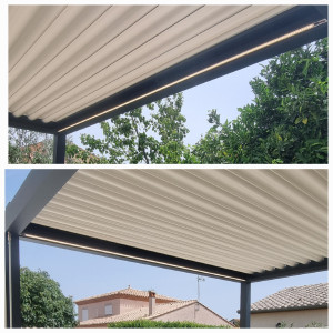 Photo de galerie - Pose de ruban LED sur pergola 