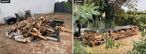 Photo de galerie - Rangement d’une corde bois, croisé dans les extrémités pour un meilleur maintien.