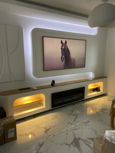 Photo de galerie - Création meuble tv en placo BA13