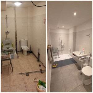 Photo de galerie - Rénovation complète d’une salle de bain pour personnes à mobilité réduite