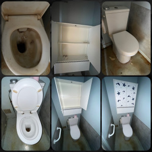 Photo de galerie - Avant et après mon intervention pour assurer la propreté et la réutilisation de ce WC 
