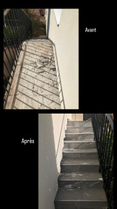 Photo de galerie - Pose de carrelage dans les escaliers 